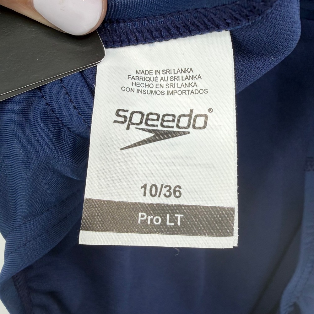 Speedo Swimsuit Women 10/36 Team Navy Pro LT One Piece Racerback - Picture 6 of 8
